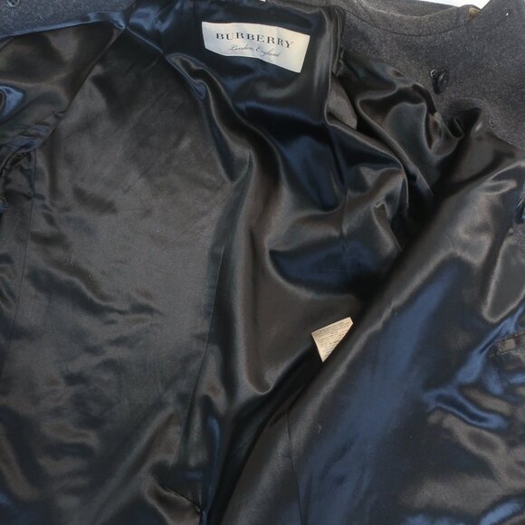 Mens Burberry Claythorpe Double-Breasted Peacoat Charcoal Gray Coat 54 US/44R - Picture 15 of 16